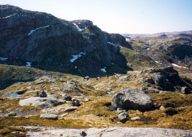 Langavatn, 940 moh, midt i billedet.